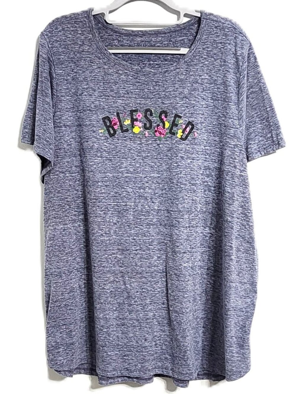 Lane Bryant Women’s Plus Size 22/24 Gray Blessed Floral Graphic High-Low Tunic T